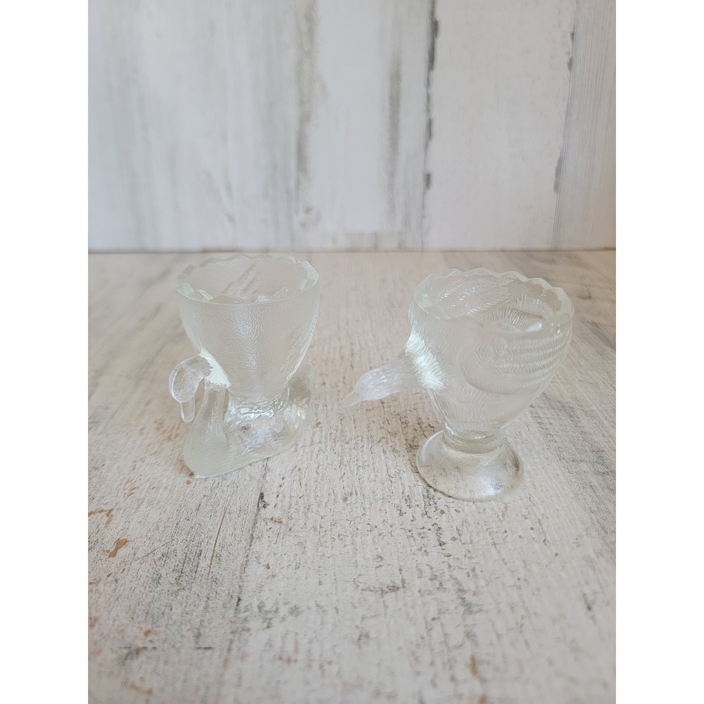 Vintage glass mini egg holder swan bird set Easter spring home decor